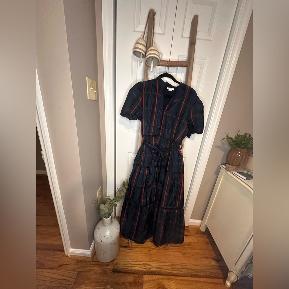 Chic Soul Navy Maxi Dress with Red & White Stripes